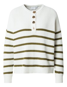 VILA Πουλόβερ 'VICHING' σκούρο πράσινο / λευκό