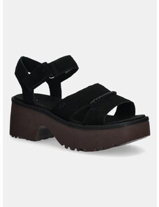 Σανδάλια σουέτ UGG New Heights Ankle Strap χρώμα: μαύρο, 1167475-BLK