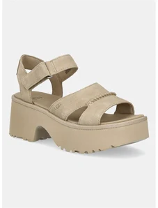 Σανδάλια σουέτ UGG New Heights Ankle Strap χρώμα: μπεζ, 1167475-MDSD