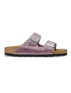 Δερμάτινες παντόφλες Birkenstock Arizona γυναικείες, χρώμα: μοβ, 1025490
