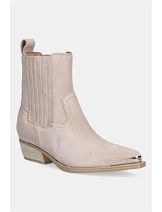 Καουμπόικες μπότες σουέτ Guess LANNA2 γυναικείες, χρώμα: μπεζ, FLTLN2 SUE10