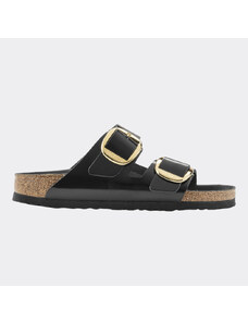 BIRKENSTOCK Arizona Big Buckle Natural Leather Patent Nappa Glamour Narrow Γυναικεία Σανδάλια σε Μαύρο Χρώμα