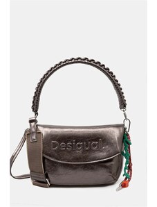 Τσάντα Desigual HALF LOGO TROKEL DARK SILVE χρώμα: ασημί, 25WAXPAQ