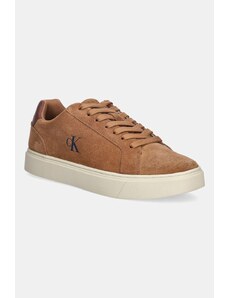 Σουέτ αθλητικά παπούτσια Calvin Klein CLASSIC CUPSOLE LACEUP SU χρώμα: καφέ, YM0YM01434