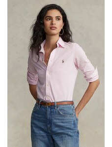 Βαμβακερό πουκάμισο Polo Ralph Lauren χρώμα: ροζ,