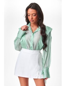 DeCoro Πουκάμισο See Through με Βολάν - ΦΥΣΤΙΚΙ