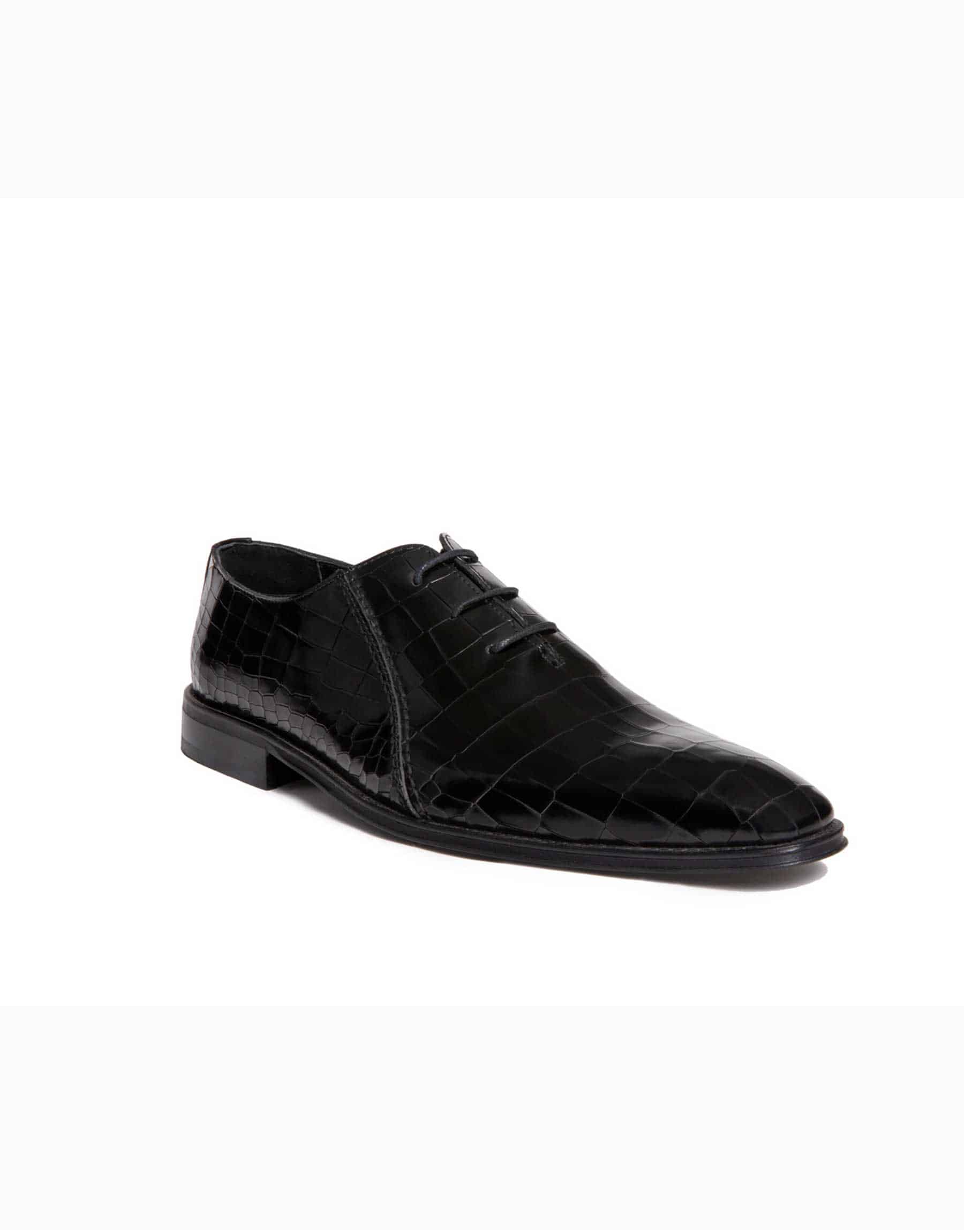 Fenomilano Ανδρικά Δερμάτινα Κλασσικά Χειροποίητα Δετά Παπούτσια Μαύρο Γυαλιστερό χρώμα (1203 Black)