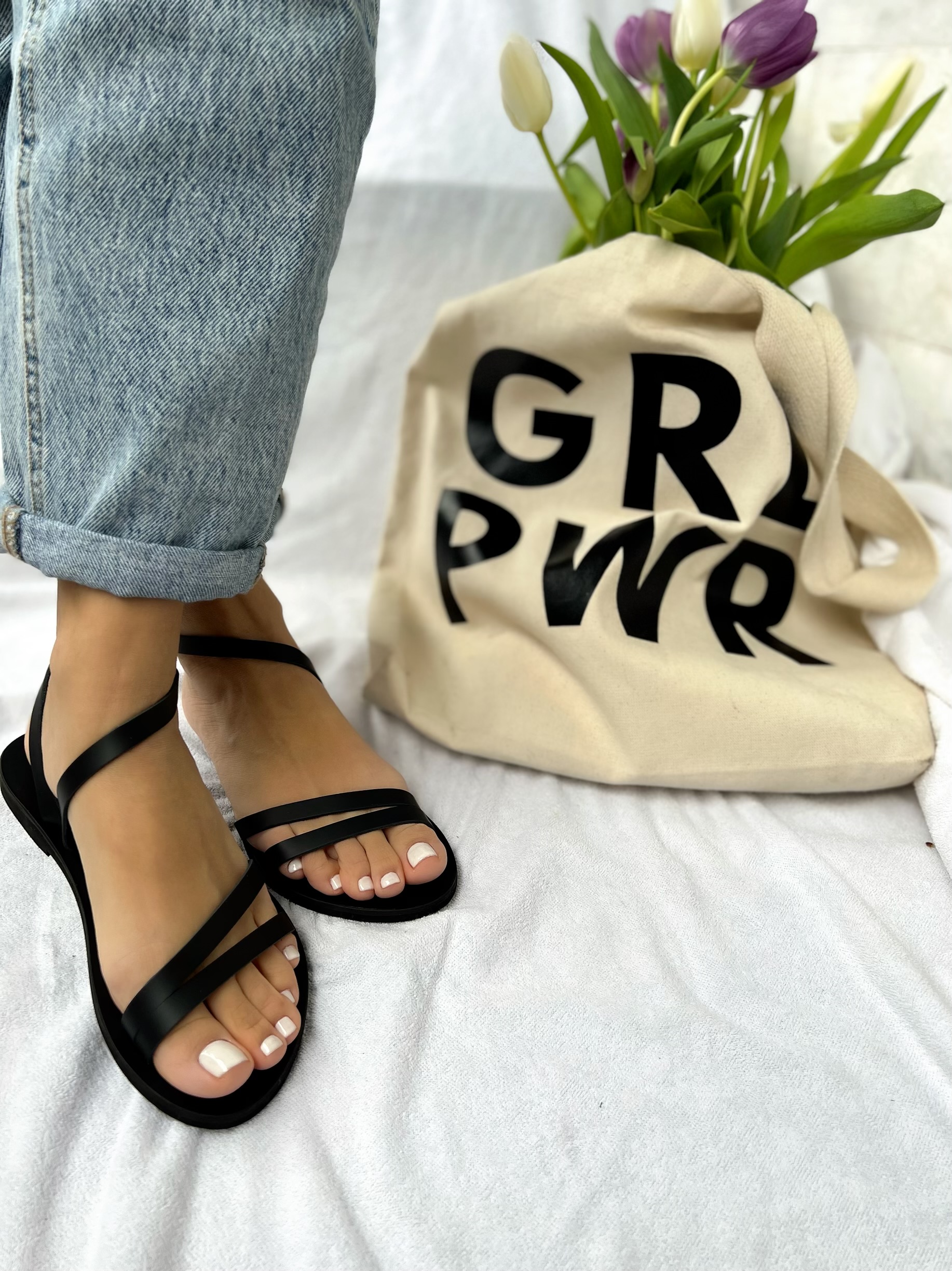 Μαύρα Δερμάτινα Σανδάλια – New Lena Black | Christina Christi