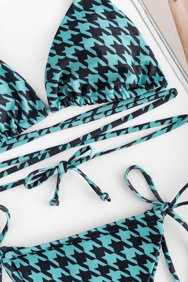 DeCoro Μαγιό Μπικίνι Τριγωνάκι με Σχέδια και Κορδόνια - ΒΕΡΑΜΑΝ