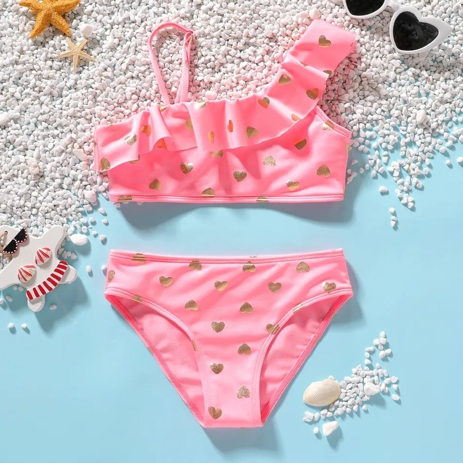 Babykids 2 κομμάτια παιδικό Mαγιό - Ροζ με καρδούλες - 9-10 Χρονών