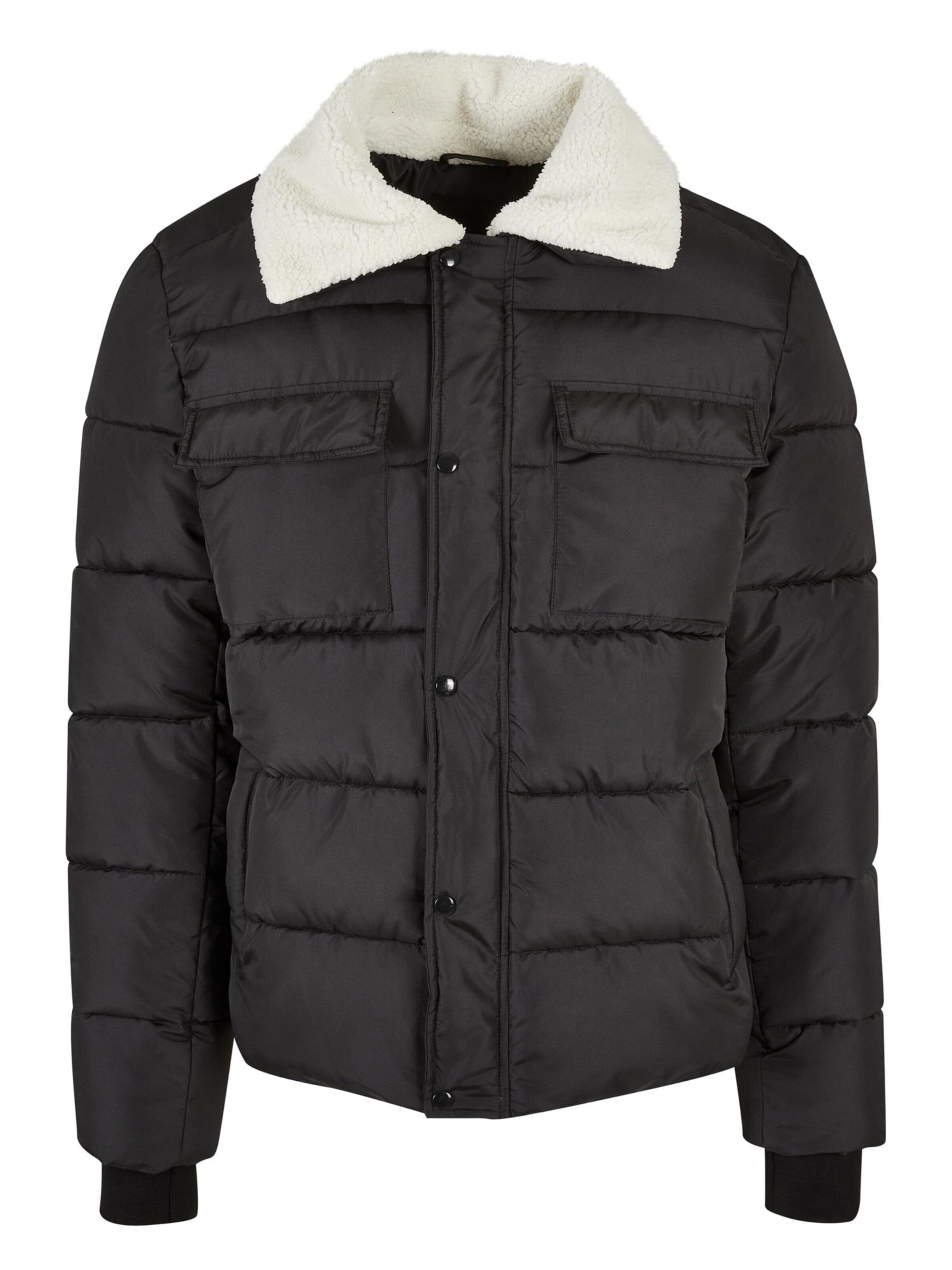 Urban Classics Χειμερινό μπουφάν ανθρακί / λευκό