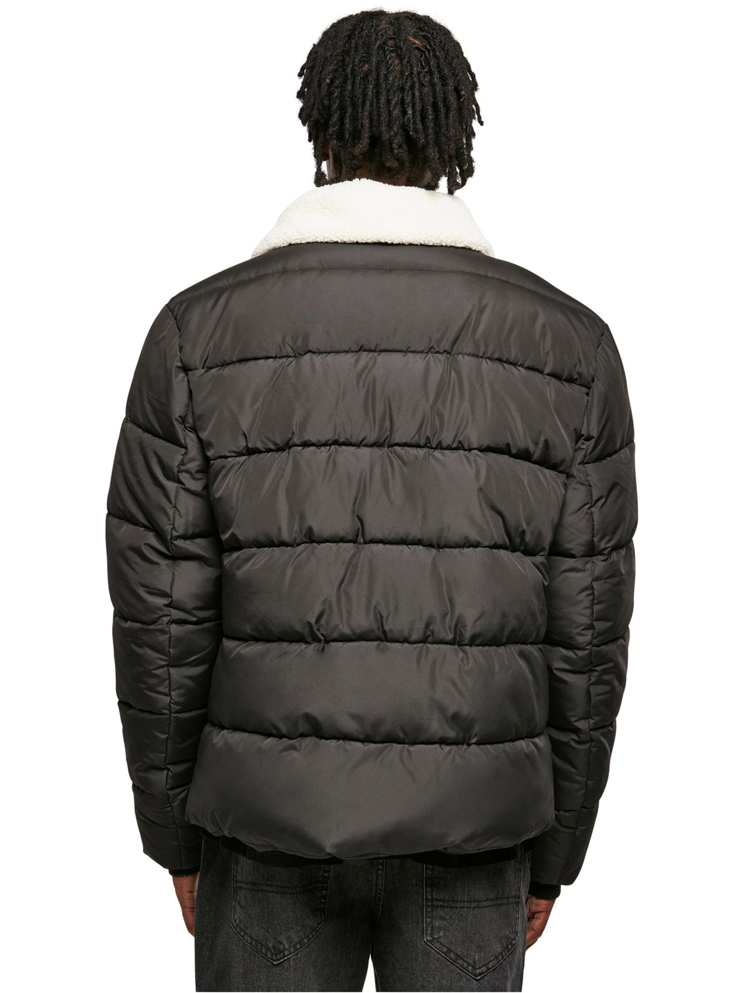 Urban Classics Χειμερινό μπουφάν ανθρακί / λευκό