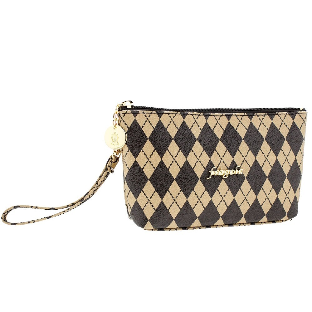 Fragola Πορτοφόλι Γυναικείο μεσαίο μέγεθος PC014-BEIGE SQUARES