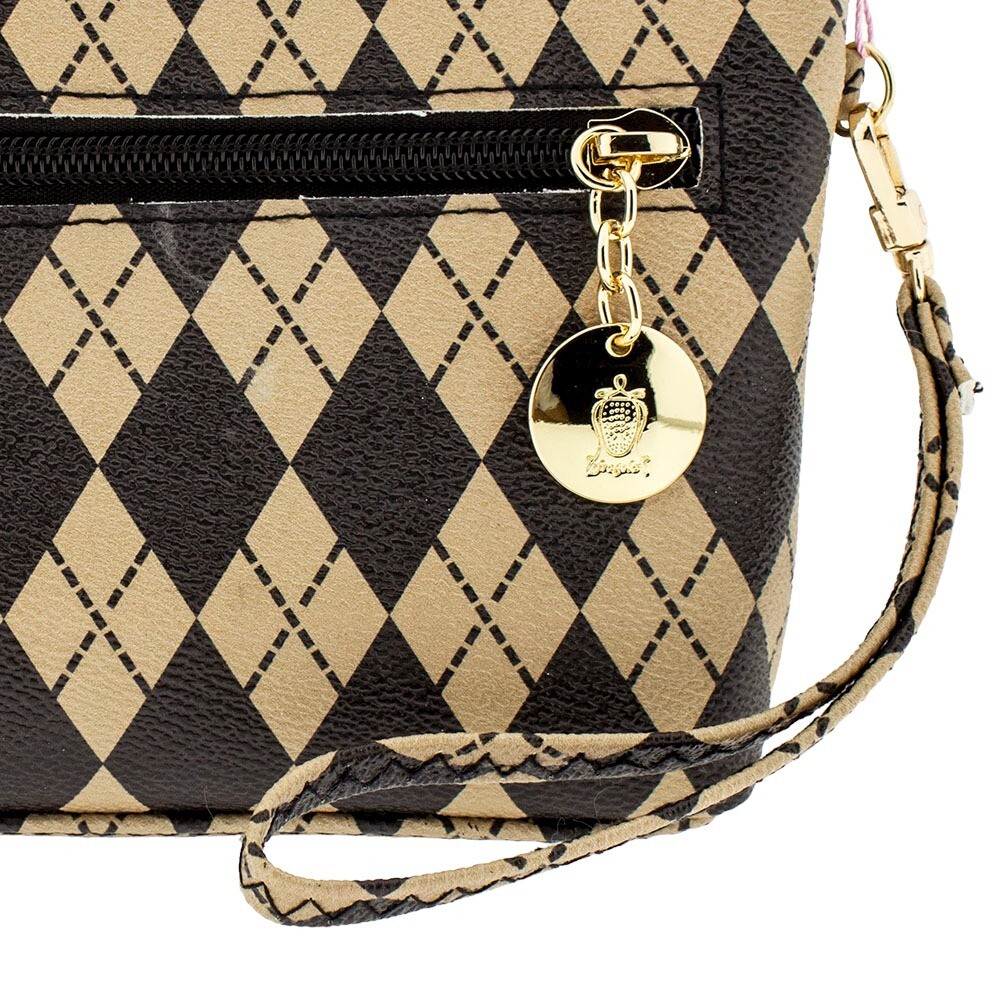 Fragola Πορτοφόλι Γυναικείο μεσαίο μέγεθος PC014-BEIGE SQUARES