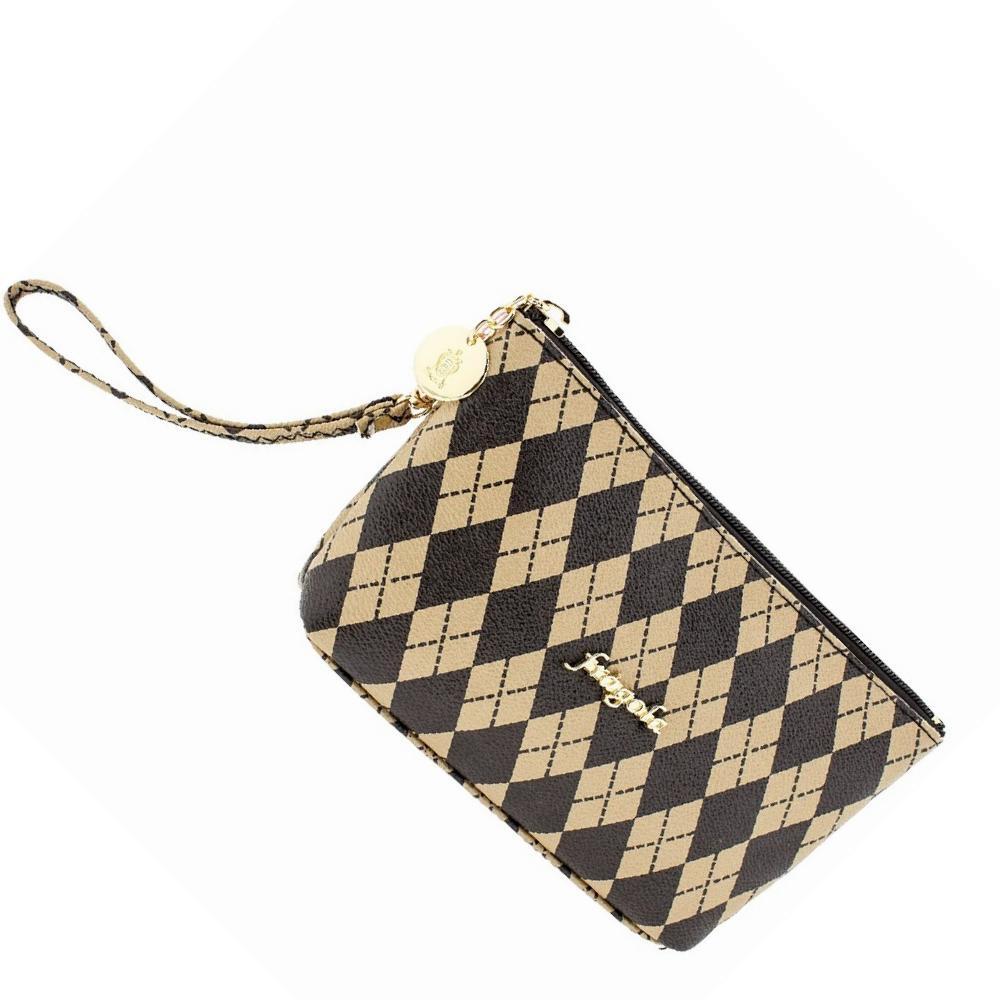 Fragola Πορτοφόλι Γυναικείο μεσαίο μέγεθος PC014-BEIGE SQUARES