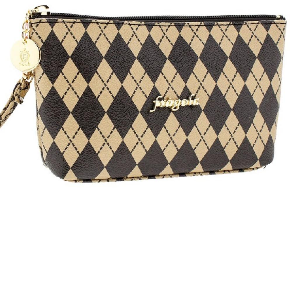 Fragola Πορτοφόλι Γυναικείο μεσαίο μέγεθος PC014-BEIGE SQUARES