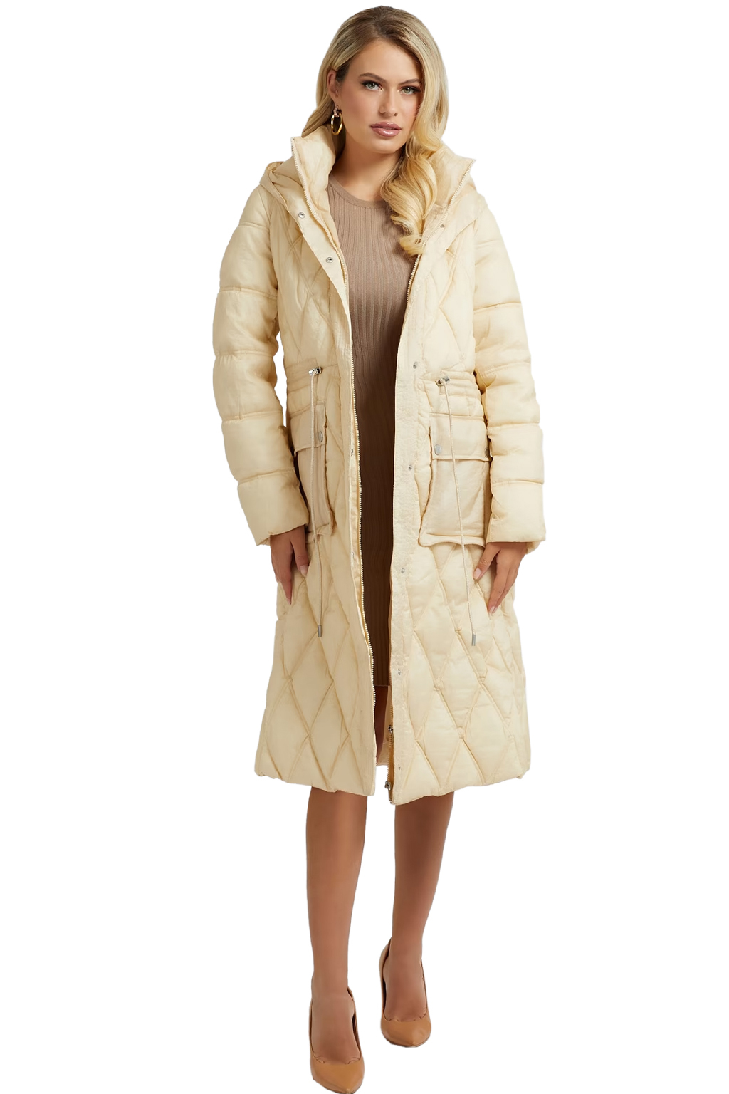 GUESS 'LUCILLE' ΜΑΚΡΥ PUFFER ΜΠΟΥΦΑΝ ΓΥΝΑΙΚEIO W2BL57WEX20-G1M5