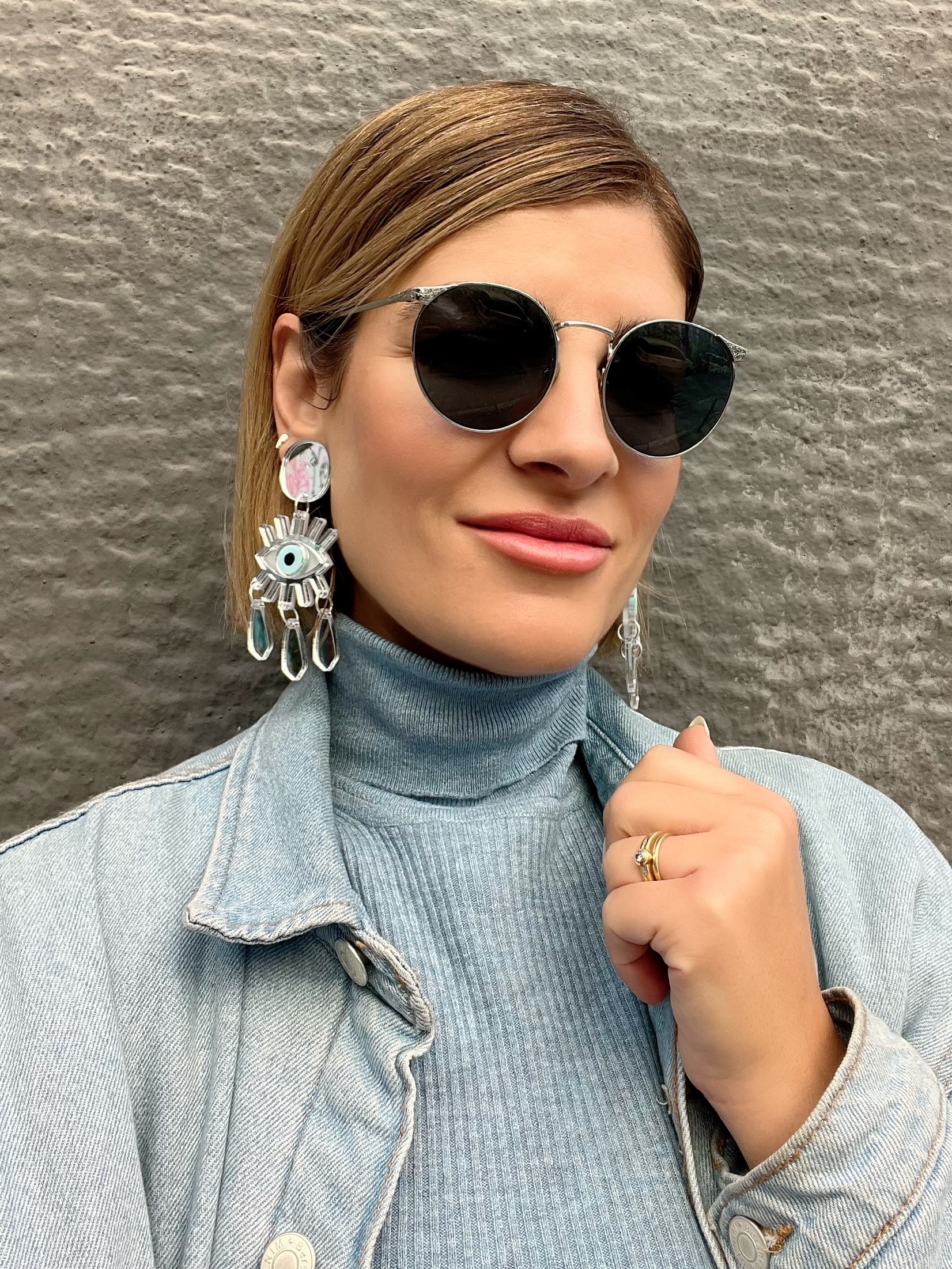 Christina Christi Ασημί Μακριά Σκουλαρίκια Μάτια με Κλιπ