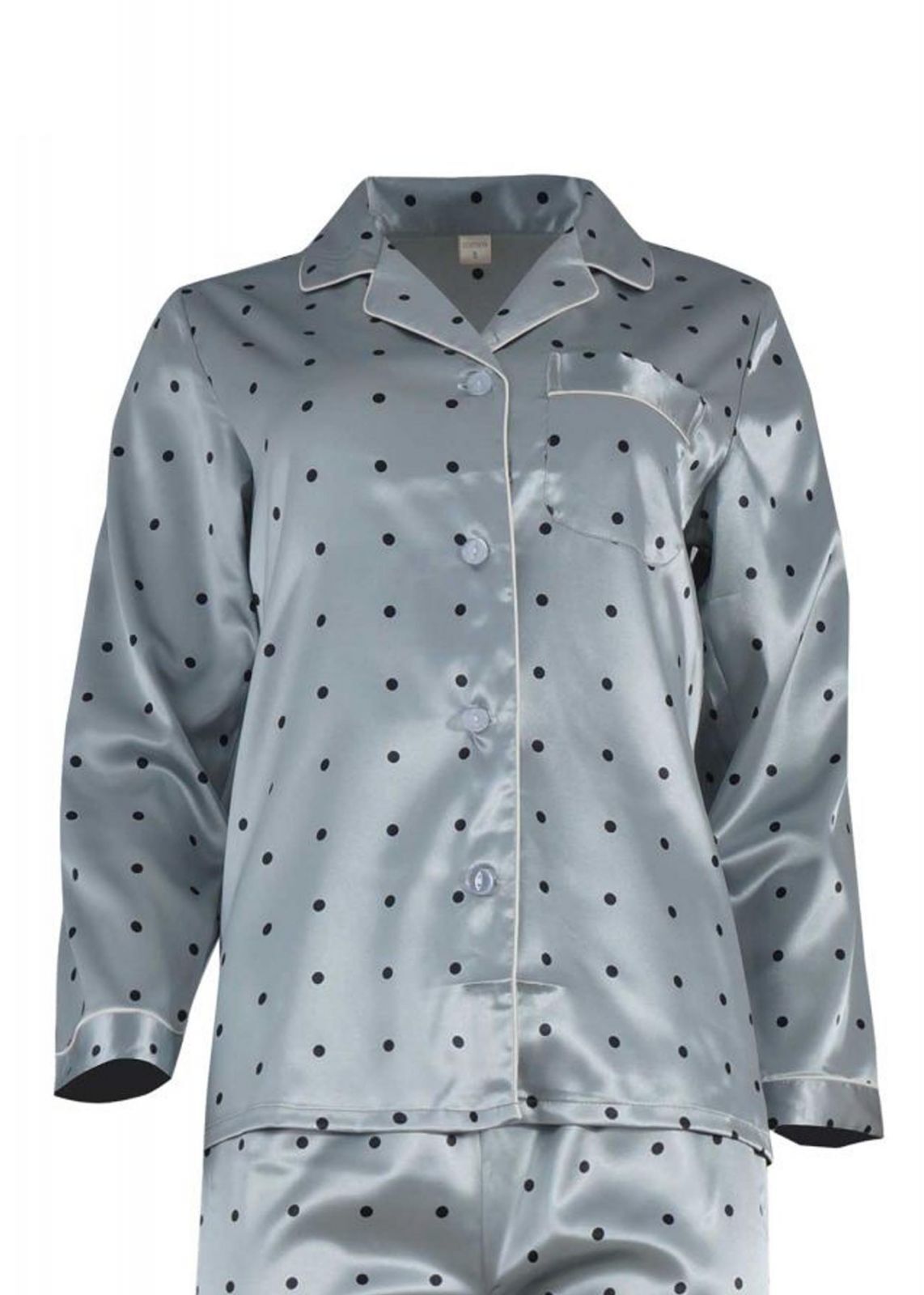 gsecret Γυναικεία πυτζάμα σατέν με κουμπιά all print pois. Saten Collection ΣΙΕΛ