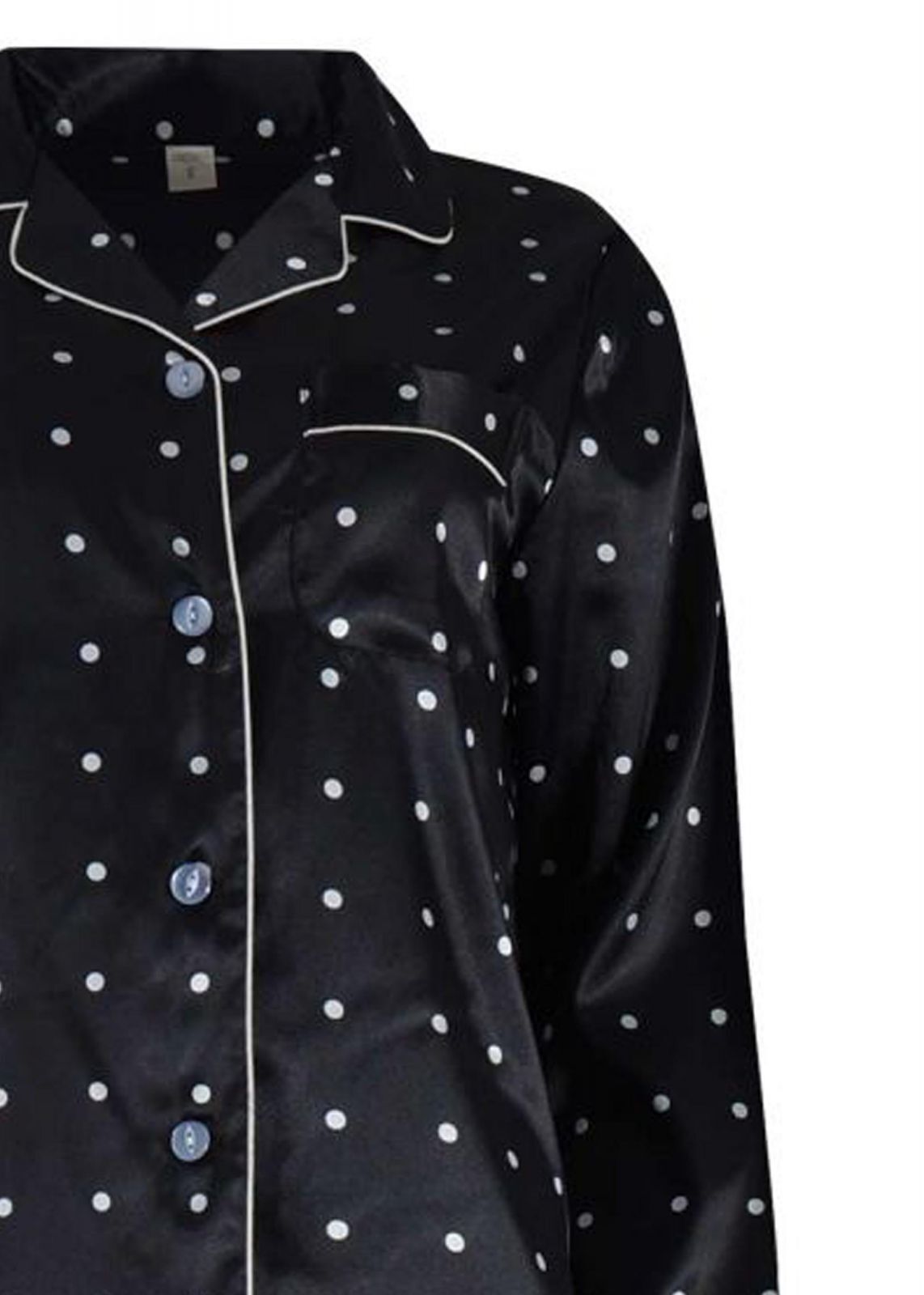 gsecret Γυναικεία πυτζάμα σατέν με κουμπιά all print pois. Saten Collection ΜΑΥΡΟ