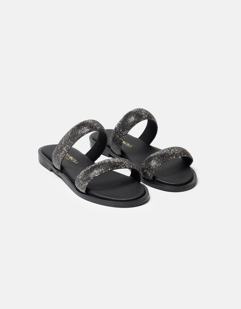 INSHOES DESIGN Σανδάλια Ελληνικής κατασκευής με λουράκια από strass Μαύρο