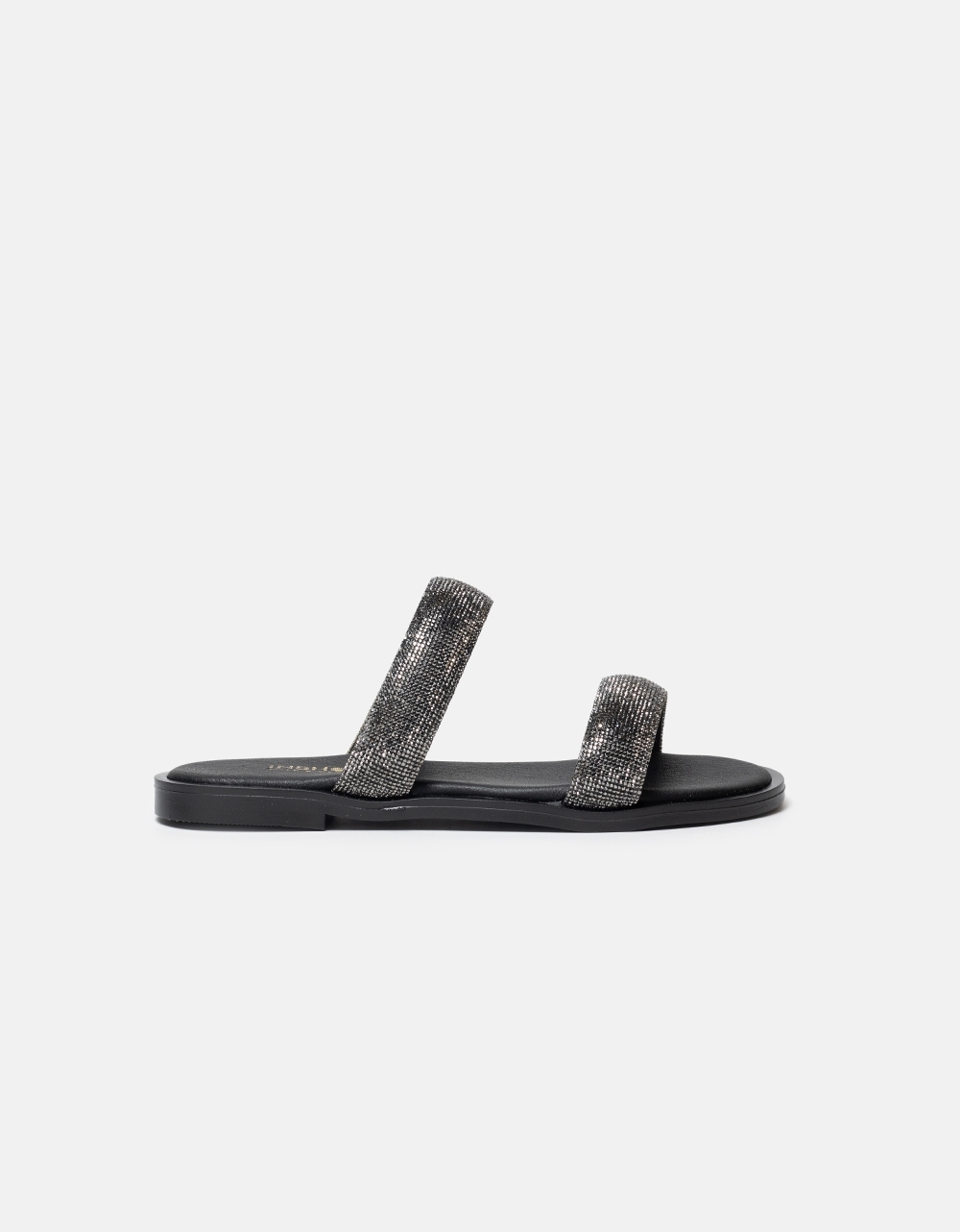 INSHOES DESIGN Σανδάλια Ελληνικής κατασκευής με λουράκια από strass Μαύρο