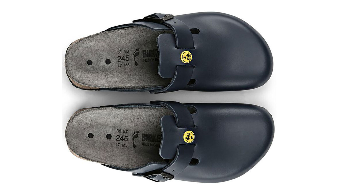 Birkenstock Boston ESD Natural Leather Narrow Fit Blue Γυναίκες - Σανδάλια Birkenstock - Μπλε - 61388-3.5