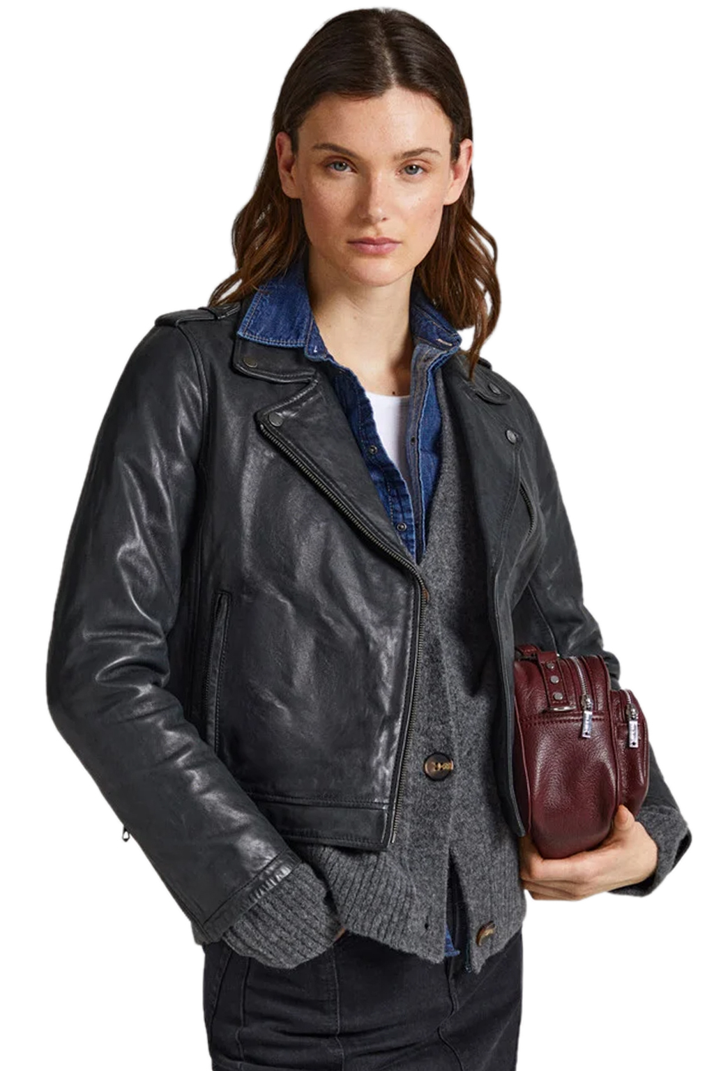 PEPE JEANS 'MOON' BIKER ΔΕΡΜΑΤΙΝΟ ΜΠΟΥΦΑΝ ΓΥΝΑΙΚΕΙΟ PL402238-999