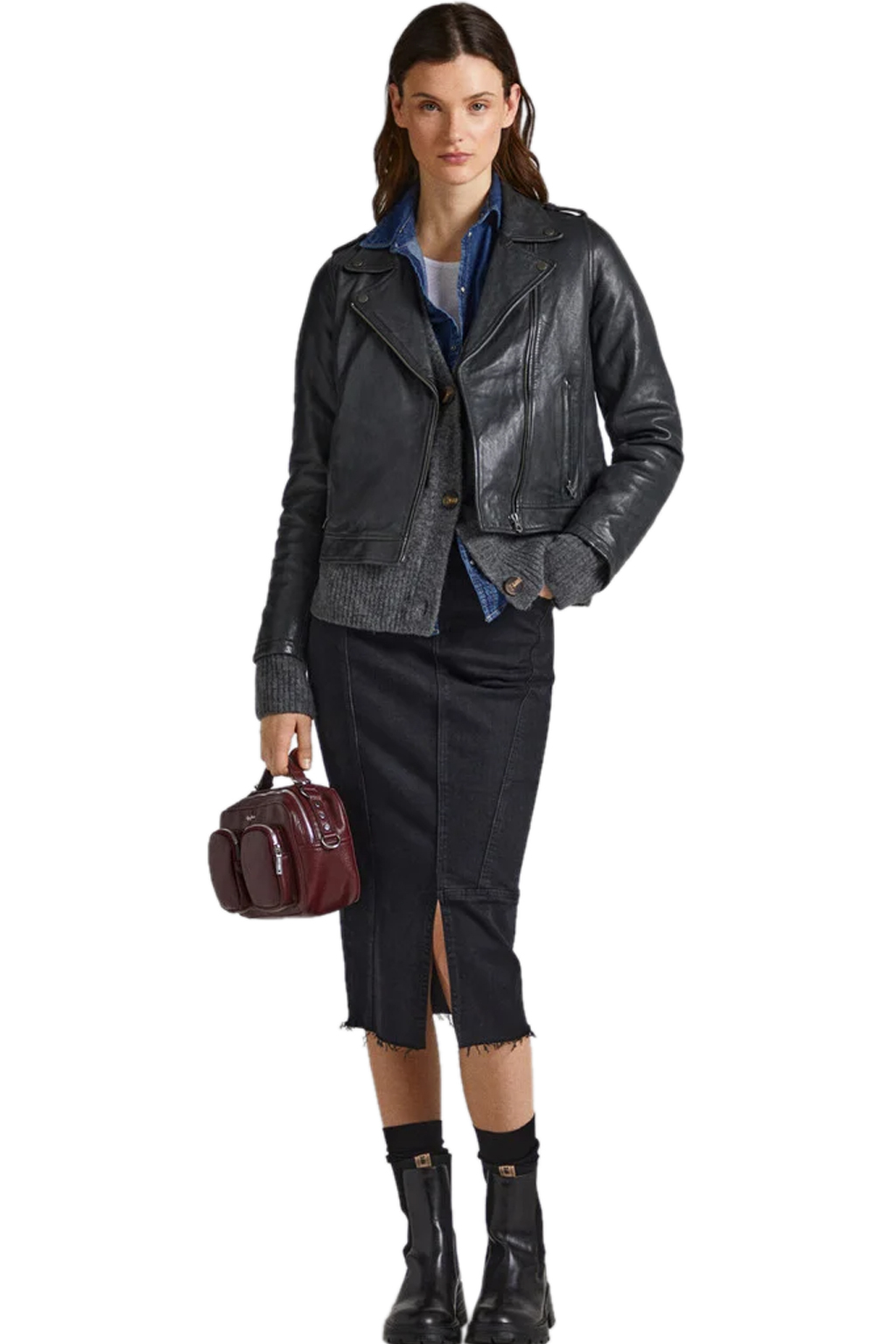 PEPE JEANS 'MOON' BIKER ΔΕΡΜΑΤΙΝΟ ΜΠΟΥΦΑΝ ΓΥΝΑΙΚΕΙΟ PL402238-999