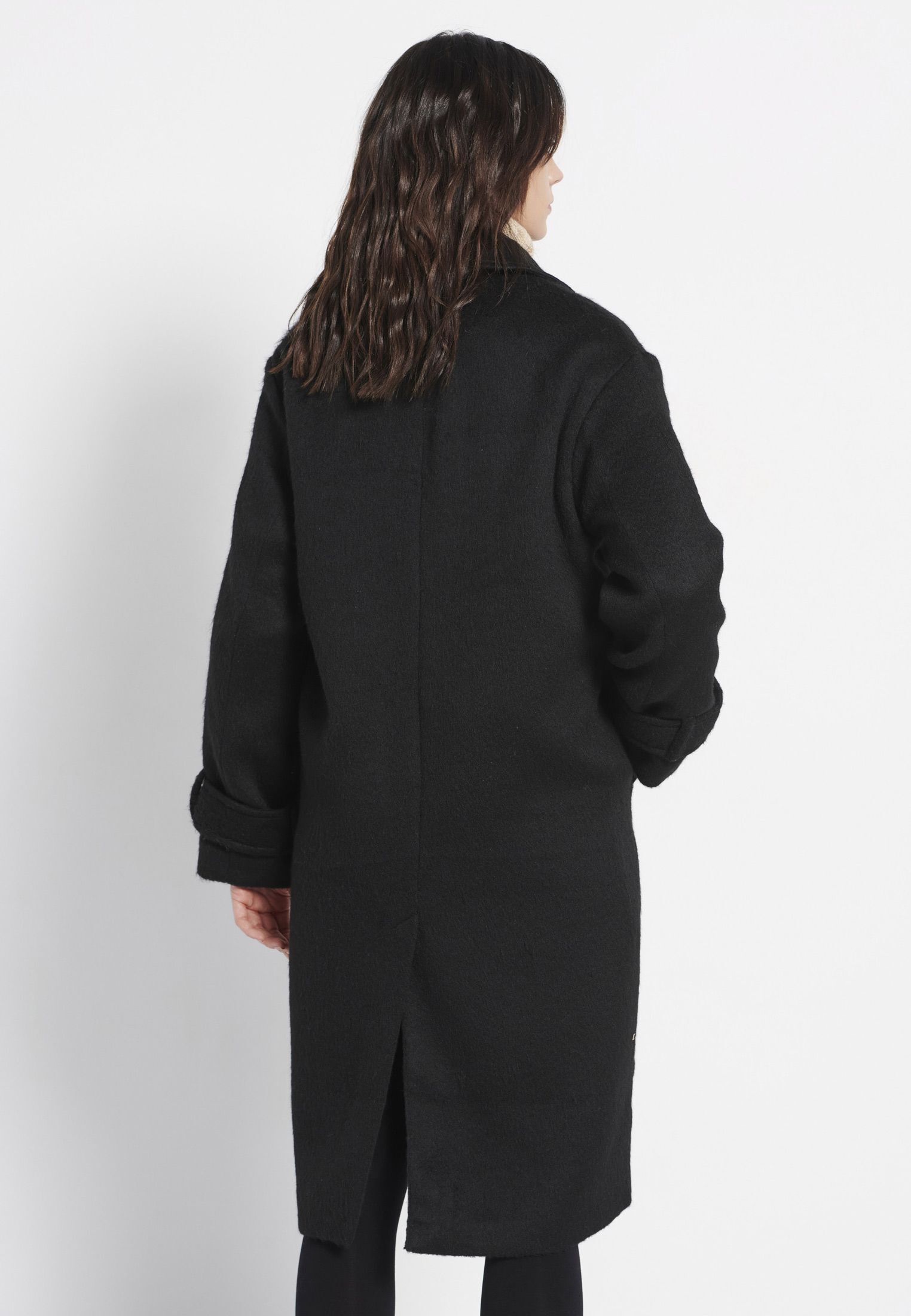 FUNKY BUDDHA Relaxed fit γυναικείο μονόχρωμο παλτό