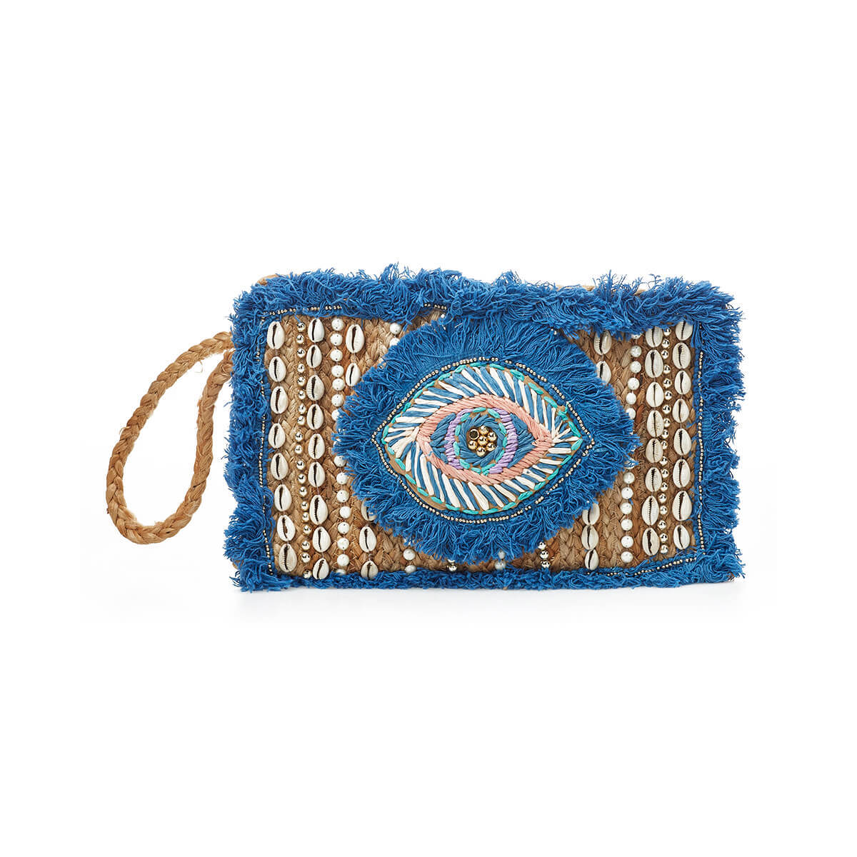 Verde Γυναικείο Αμπιγέ Τσαντάκι Γιούτα Ινδίας 01-1779 Μπλε