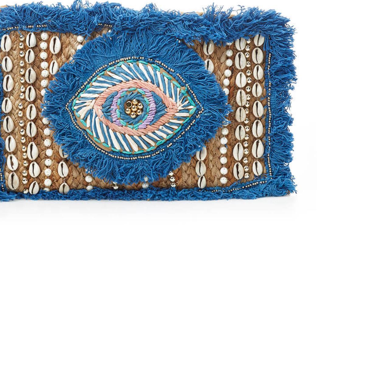 Verde Γυναικείο Αμπιγέ Τσαντάκι Γιούτα Ινδίας 01-1779 Μπλε