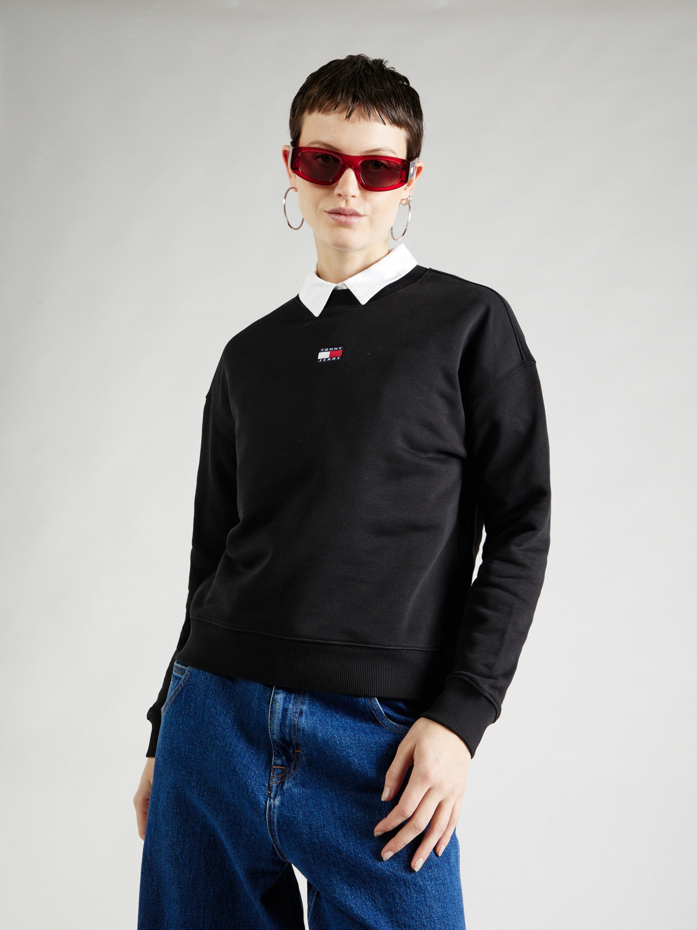 Tommy Jeans Μπλούζα φούτερ ναυτικό μπλε / κόκκινο / μαύρο / λευκό