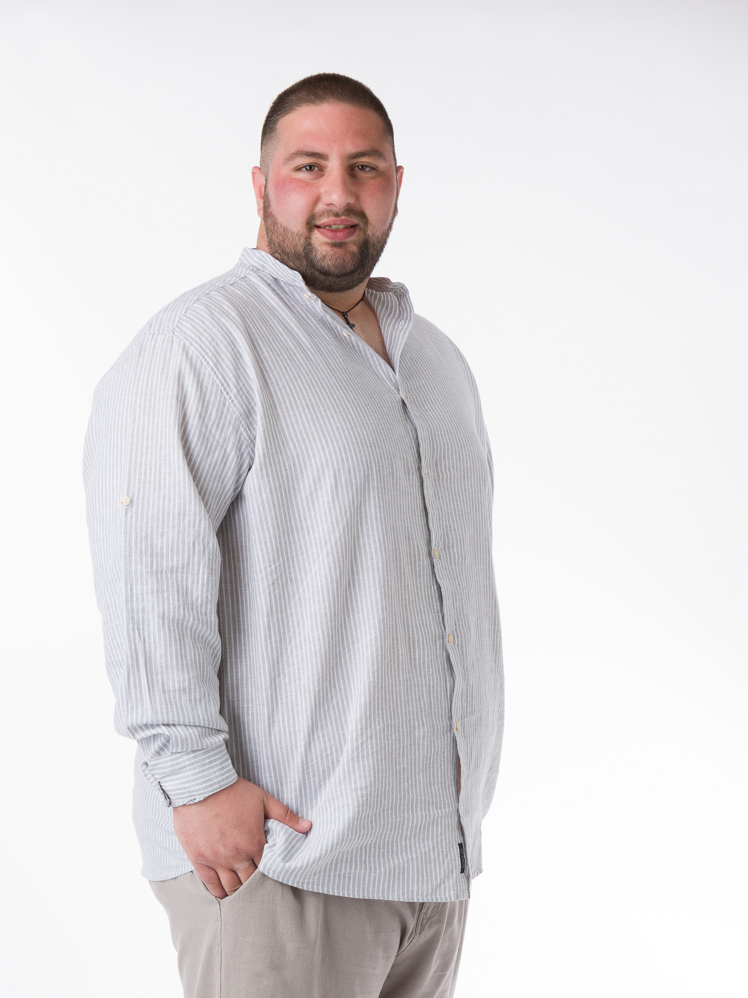 Double Ριγέ Ανδρικό Πουκάμισο - Αν. Πράσινο