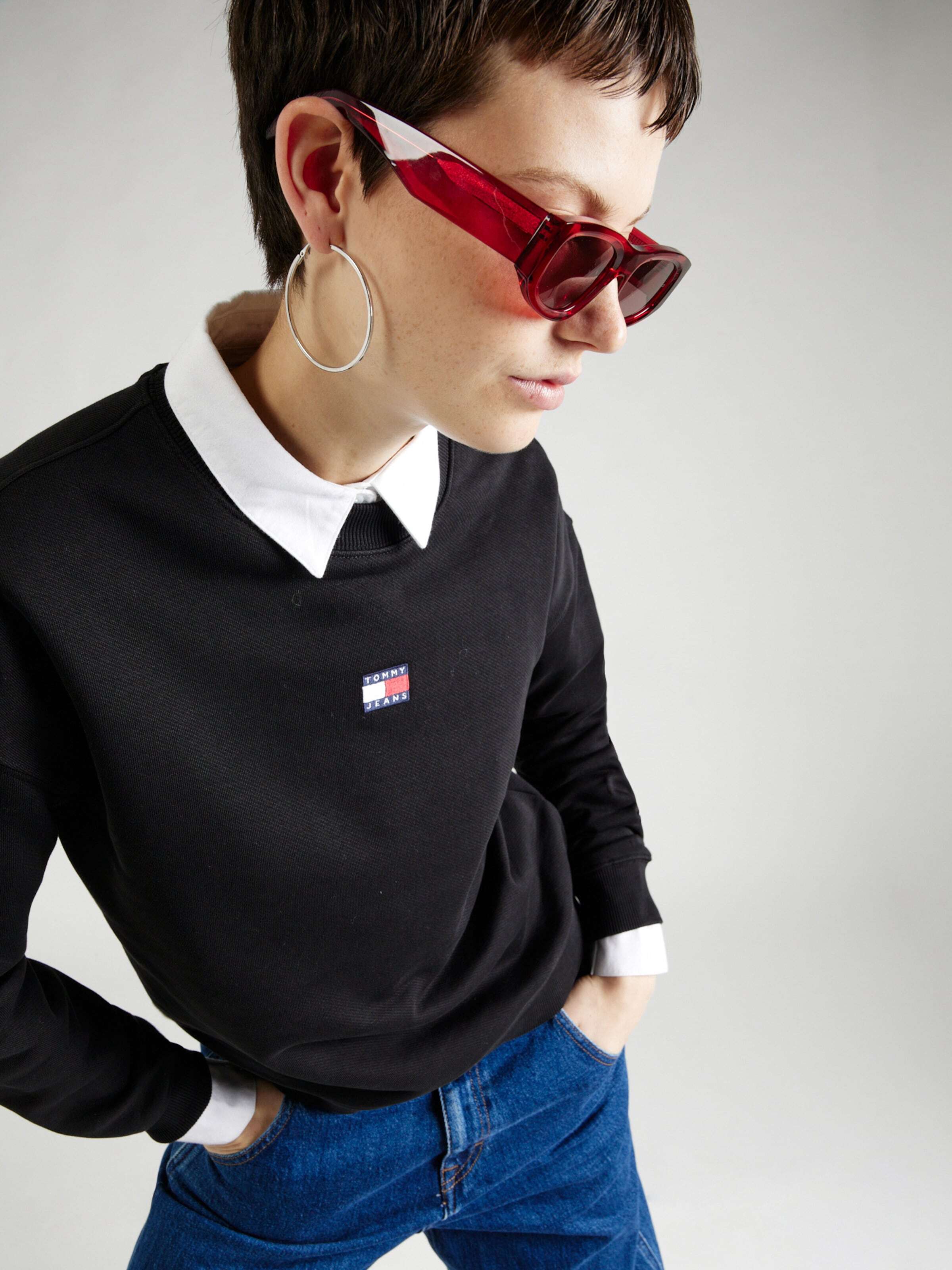 Tommy Jeans Μπλούζα φούτερ ναυτικό μπλε / κόκκινο / μαύρο / λευκό
