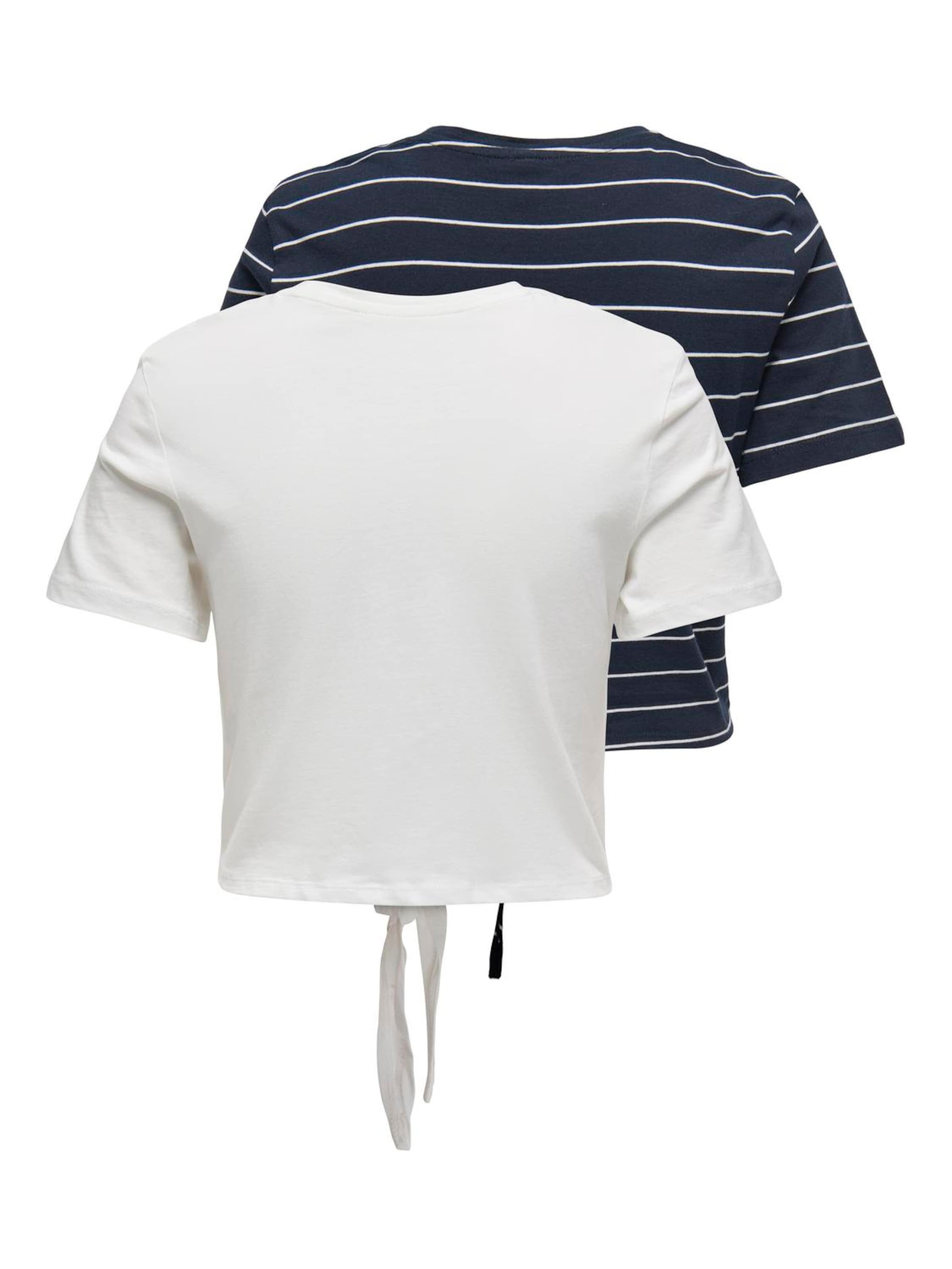 ONLY Μπλουζάκι 'MAY' σκούρο μπλε / λευκό