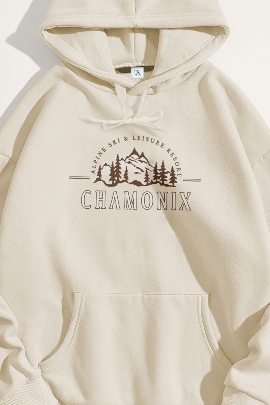 UnitedKind Chamonix Ski Resorts, Φούτερ με Κουκούλα σε Εκρού Χρώμα