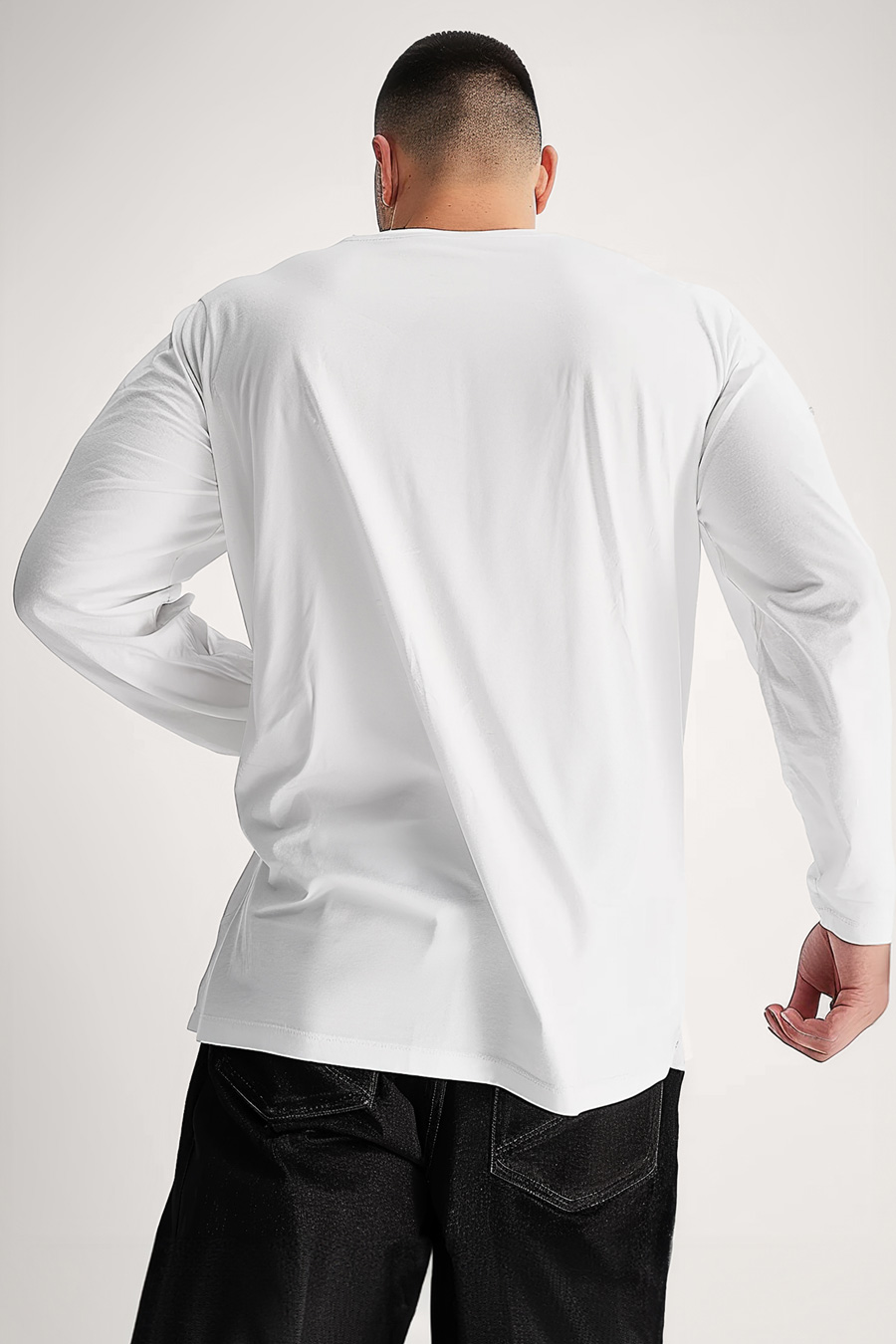 UnitedKind Milano Grey, Long Sleeve Μπλούζα σε Λευκό Χρώμα