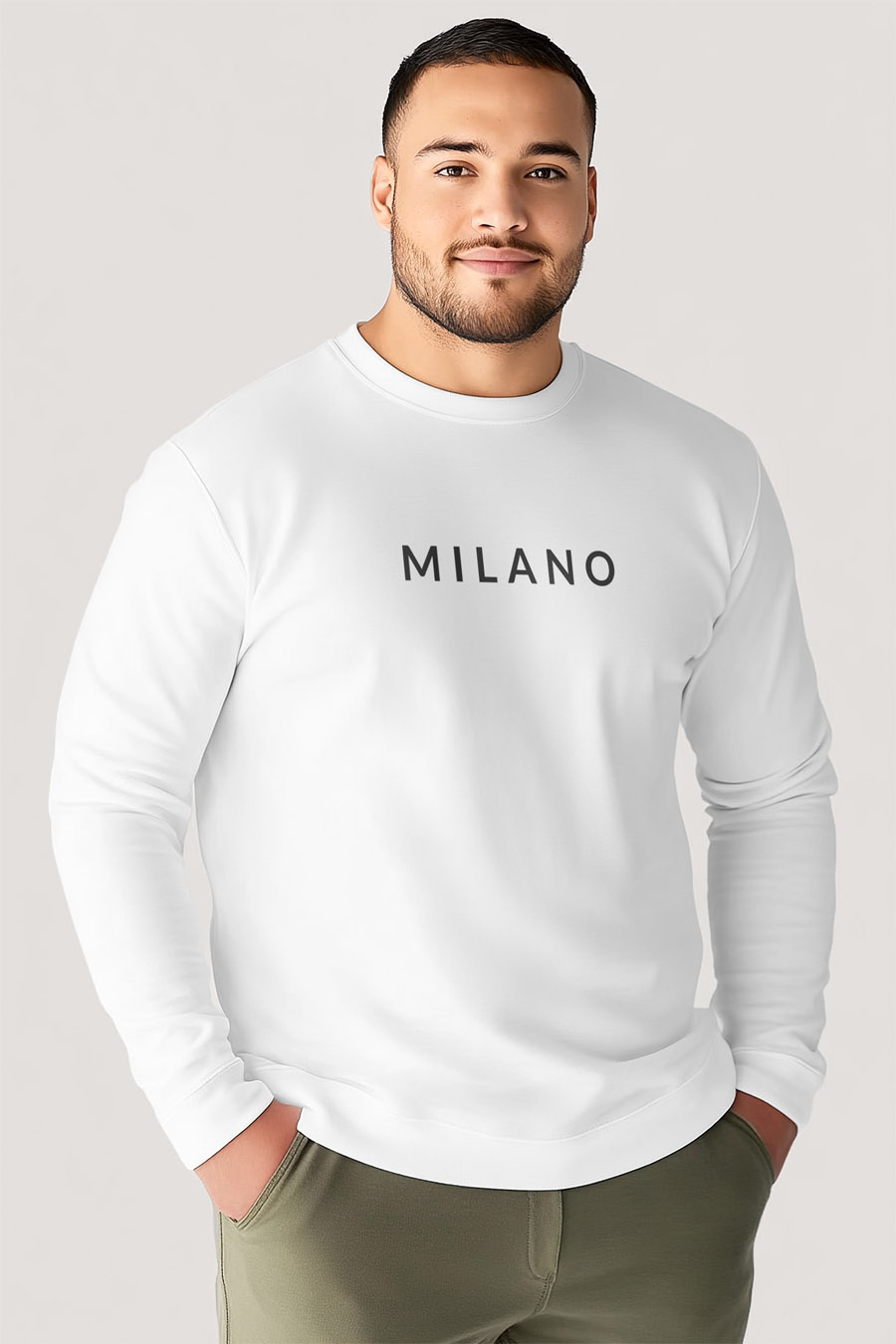 UnitedKind Milano Grey, Long Sleeve Μπλούζα σε Λευκό Χρώμα