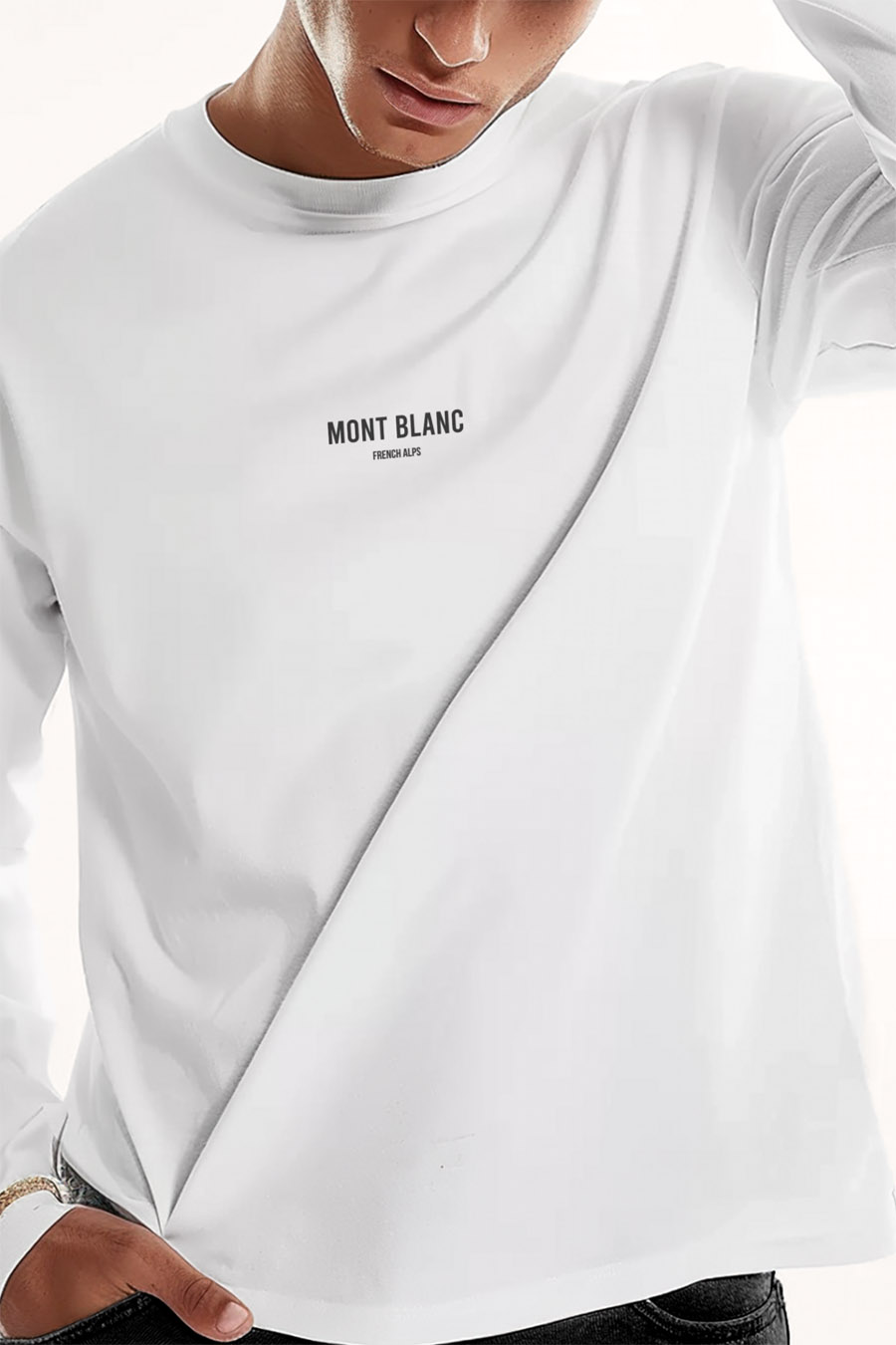 UnitedKind Mont Blanc Minimal, Long Sleeve Μπλούζα σε Λευκό Χρώμα