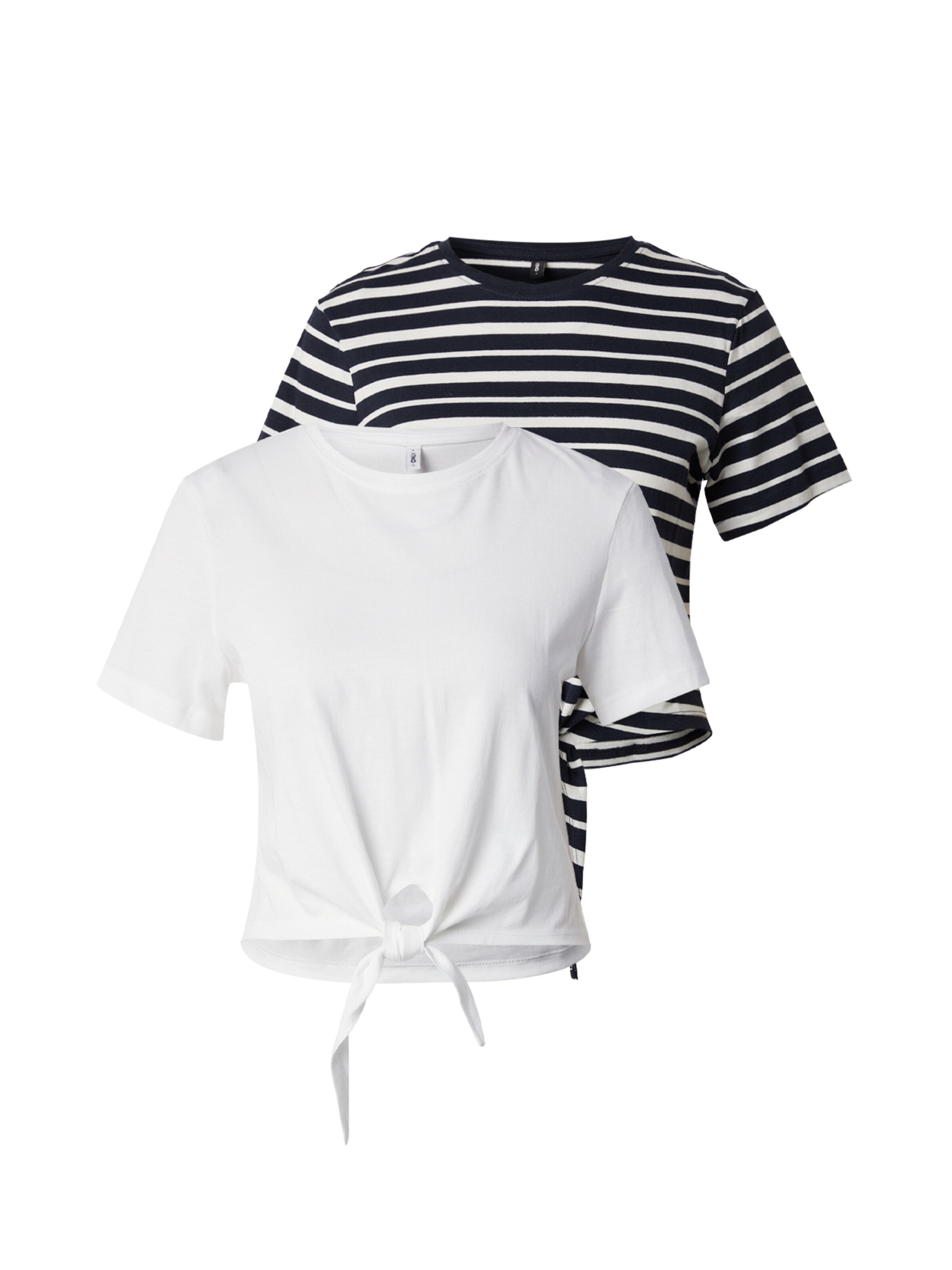 ONLY Μπλουζάκι 'MAY' σκούρο μπλε / λευκό