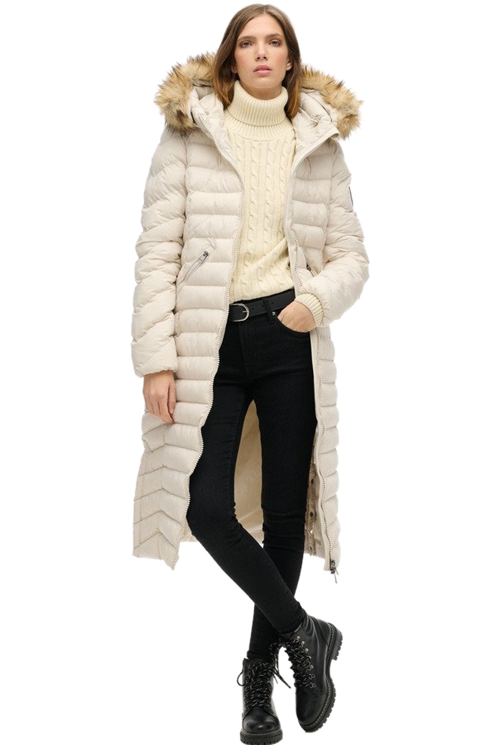 SUPERDRY FUJI FAUX FUR HOODED LONGLINE ΜΠΟΥΦΑΝ ΓΥΝΑΙΚΕΙΟ W5011790A-1KI