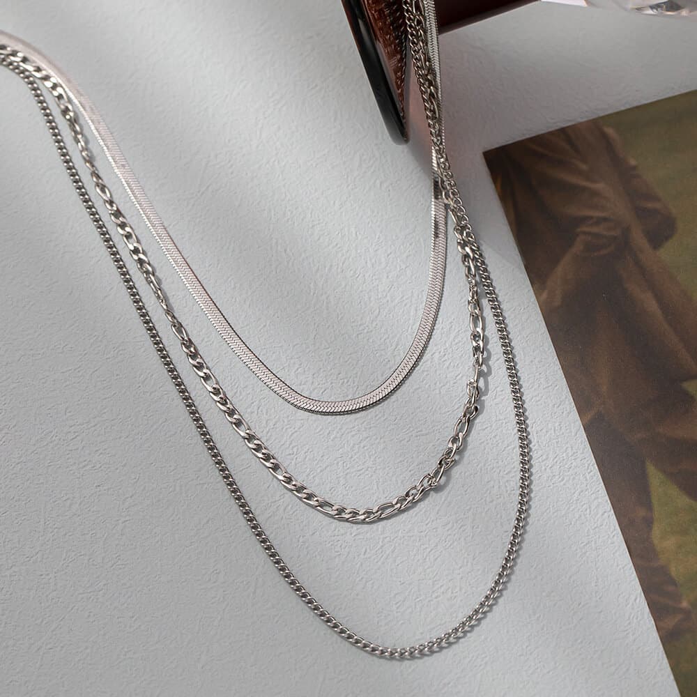 Modati Κολιέ τριπλής αλυσίδας Silver
