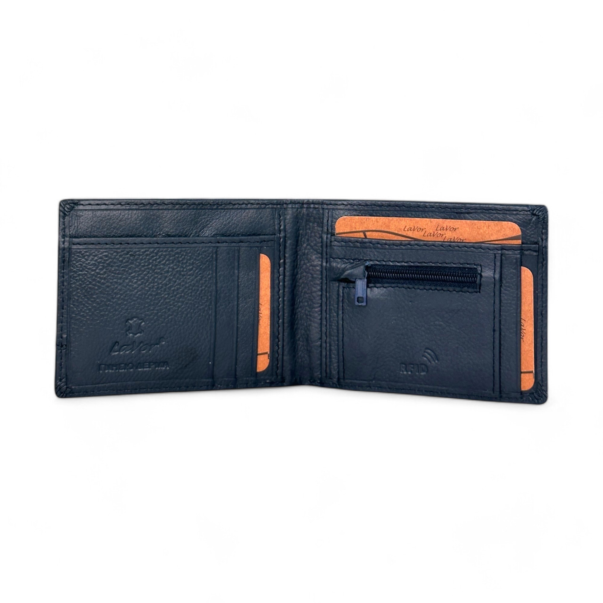 Lavor Slim Δερμάτινο μικρό πορτοφόλι 1-3828 Μπλε