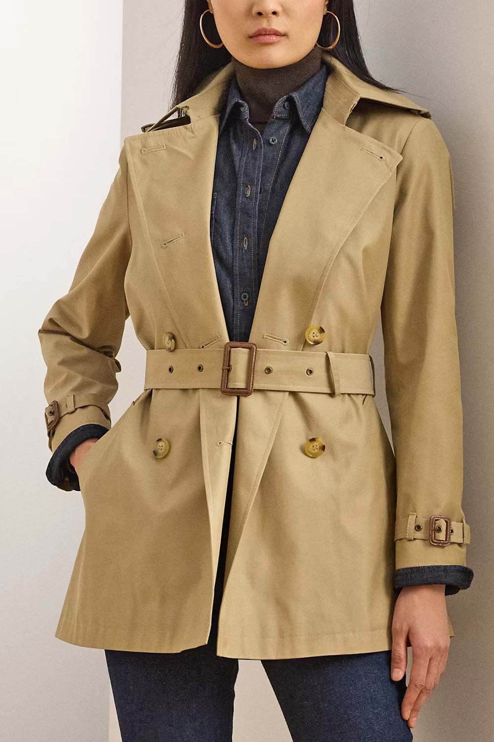 RALPH LAUREN Καμπαρτινα Cotton Blend-Db Blt Trnch 30" 297967126002 270 light beige