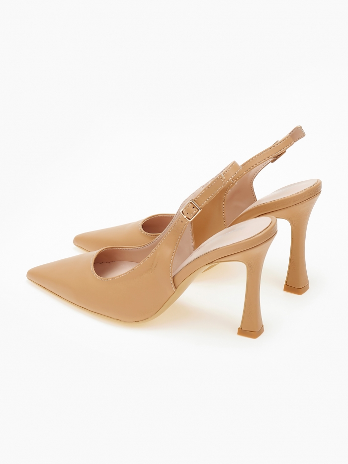 issue Μυτερές γόβες open heel με ψηλό τακούνι - Κάμελ - 024013