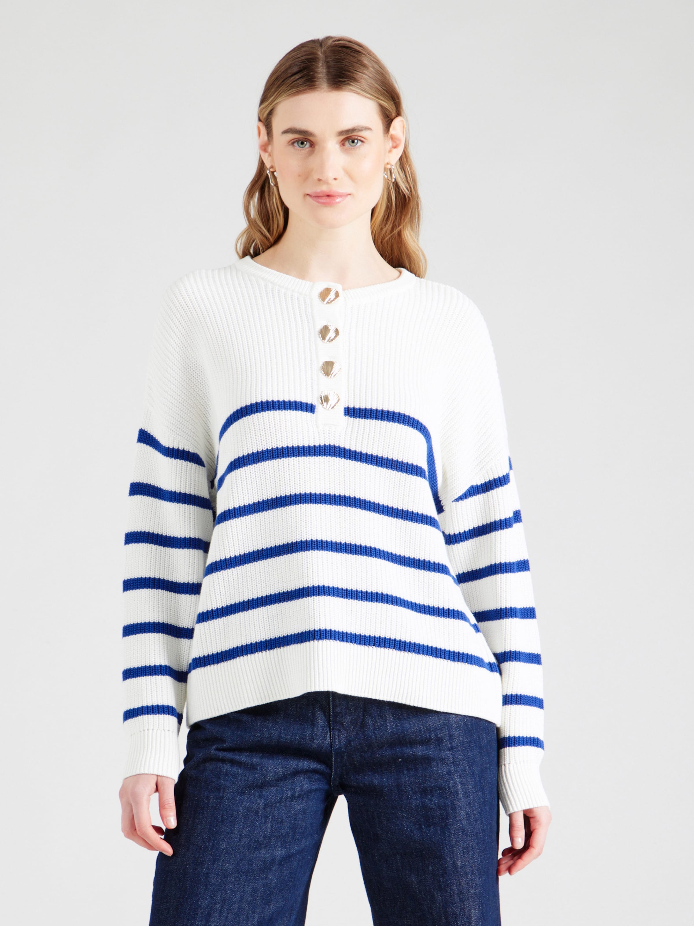 VILA Πουλόβερ 'VICHING' μπλε / λευκό