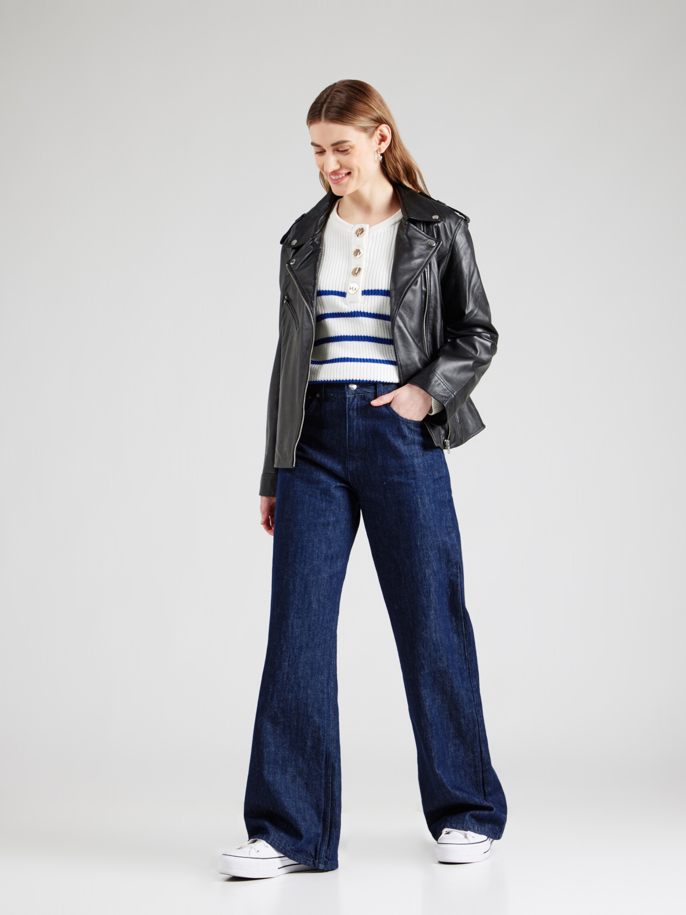 VILA Πουλόβερ 'VICHING' μπλε / λευκό