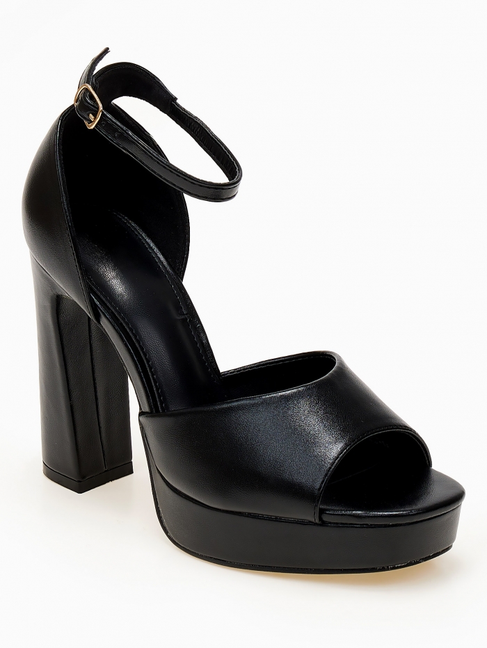 issue Ψηλά πέδιλα με χοντρό τακούνι και φιάπα - Μαύρο - 032011