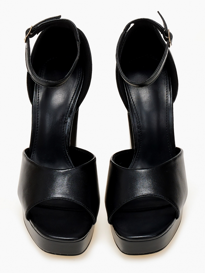 issue Ψηλά πέδιλα με χοντρό τακούνι και φιάπα - Μαύρο - 032011